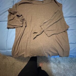 Women's Brown Tie-Sleeve Top